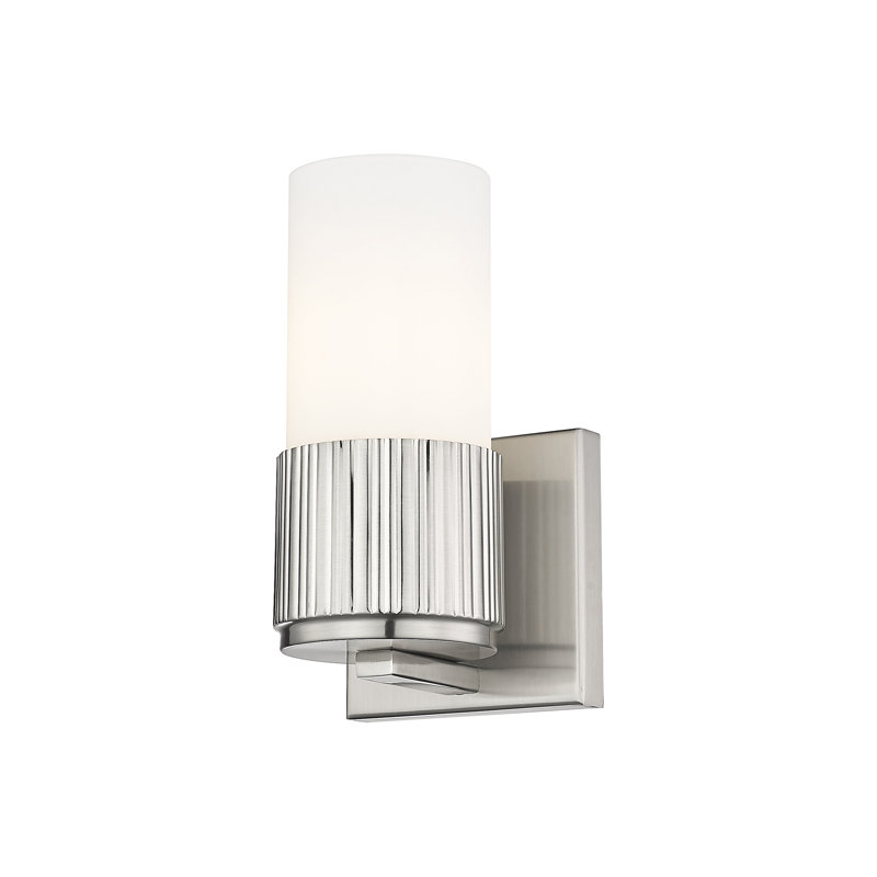 Applique murale 1 lumière 12 "Bolivar, Blanc mat, H 7,5 po x l 5,1 po x P 4 po, Nickel satiné