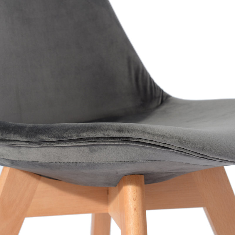 Emily 45cm H Velvet Upholstered Side Chair, Grey