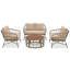 Ensemble de conversation d'extérieur 4 personnes avec coussins amovibles, ensemble de conversation pour patio avec plateau en bois