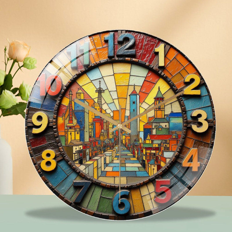 Horloge murale en verre coloré 12 po