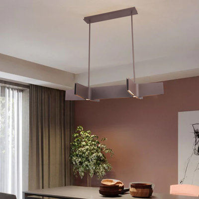 7-Light Sand Coffee LED Chandelier With White Acrylic Diffusers