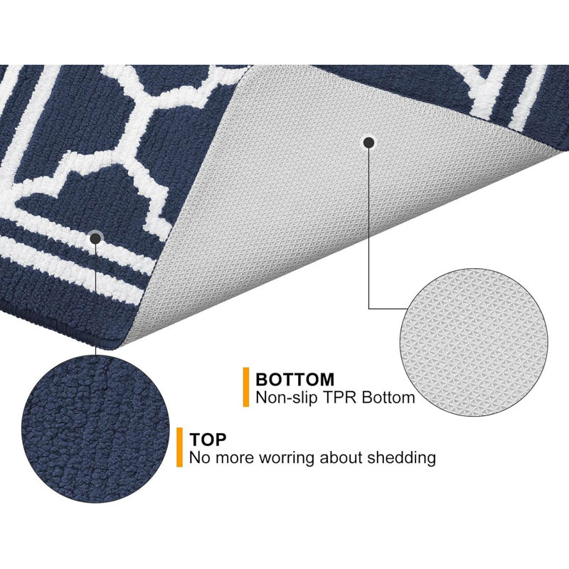 Washable Door Mats Indoor,Non-Slip Low Profile Doormat,80 Cm, Navy Blue