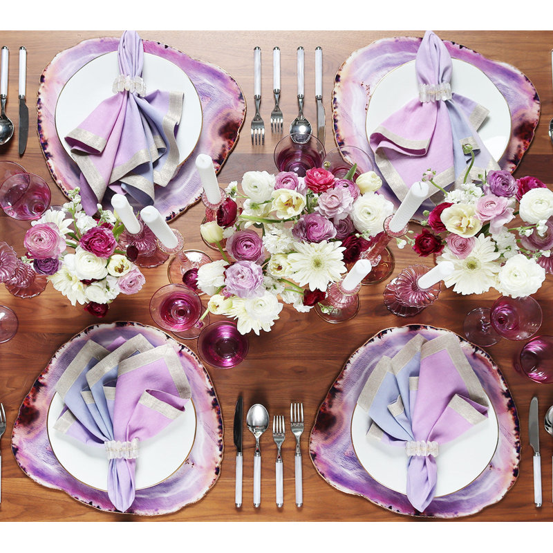 Dip Dye Linen Napkin, Lilac/Periwinkle