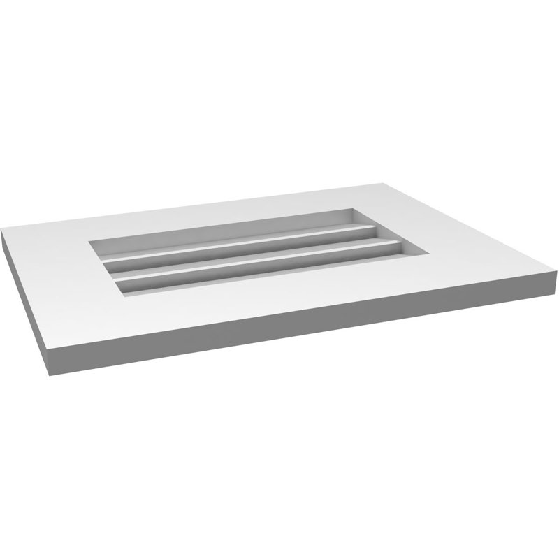 Évent à pignon fonctionnel en uréthane rectangulaire à fixation en surface, brun clair apprêté, H 14 po x l 20 po x P 1 po