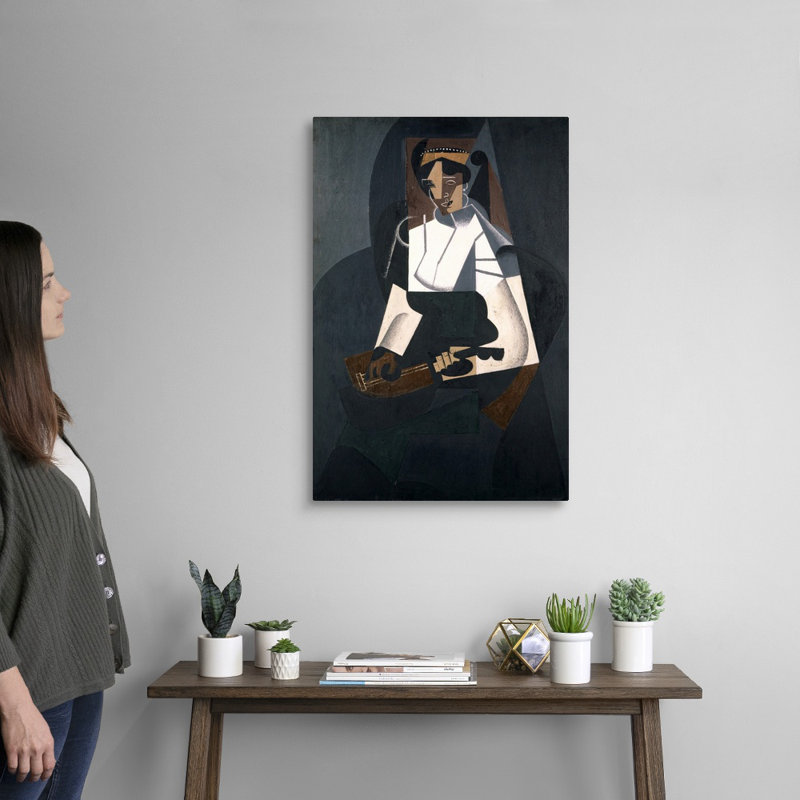 «Woman With Mandolin, After Corot» par Juan Gris - reproduction d'art sur toile, H 30 po x l 20 po x P 1,25 po, Toile tendue