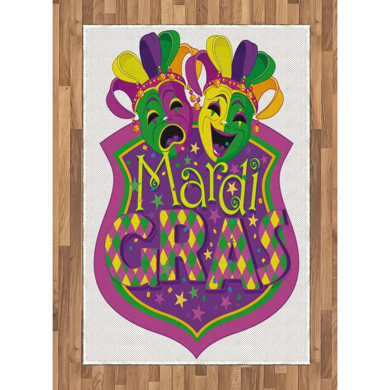 Mardi Gras High Density Long Fiber Poly Threads Decorative Area Rug Carpet, Rectangle 4' x 5'8"