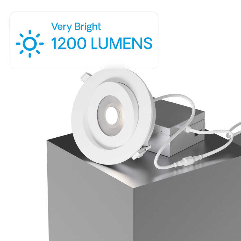 Luminaire encastré à DEL à cardan de 4 po à 360 degrés (ensemble de 12), 12 W, 5 CCT sélectionnable, intensité réglable Triac