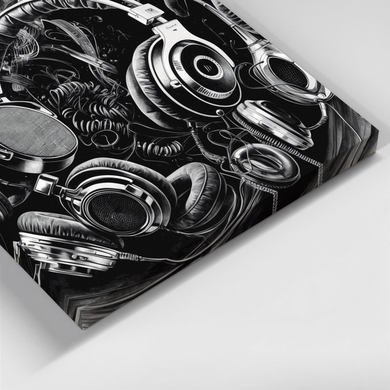 Art musical sur toile gris, H 32 po x l 32 po