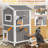 Insulated Outdoor Cat House, Weatherproof 2-Story Feral Shelter with Escape Doors, Grey