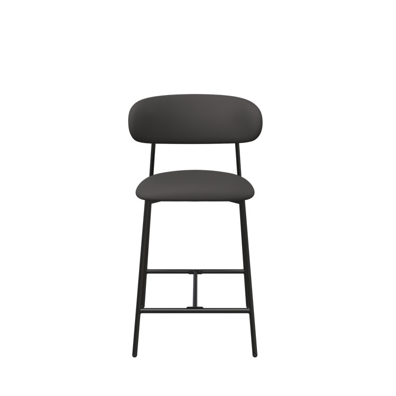 Luna Leather Counter Bar Stool, Grey 