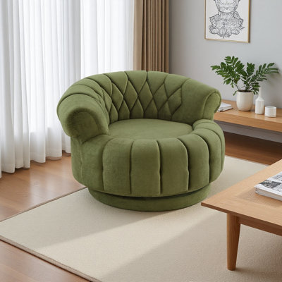 Fauteuil d'appoint pivotant à 360 ° Fauteuil pivotant à demi-tonneau Fauteuil club rond pour salon et chambre à coucher