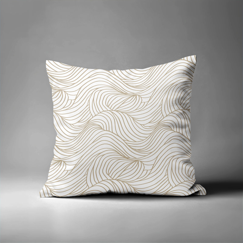 Barnon Abstract Outdoor Reversible Throw Pillow, Beige, 16"H x 16"W