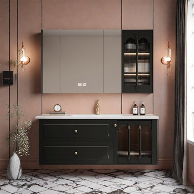 French retro light luxury style bathroom cabinet