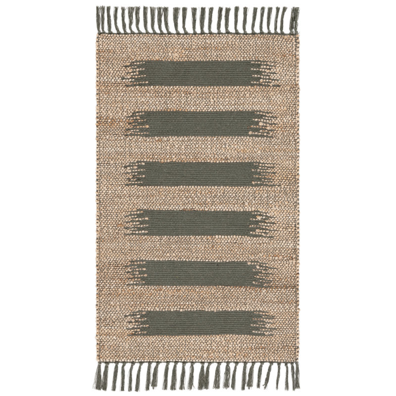 Natural Fiber 124 Hand Woven 70% Jute; 30% Cotton Abstract Rug, Rectangle 3' x 5'
