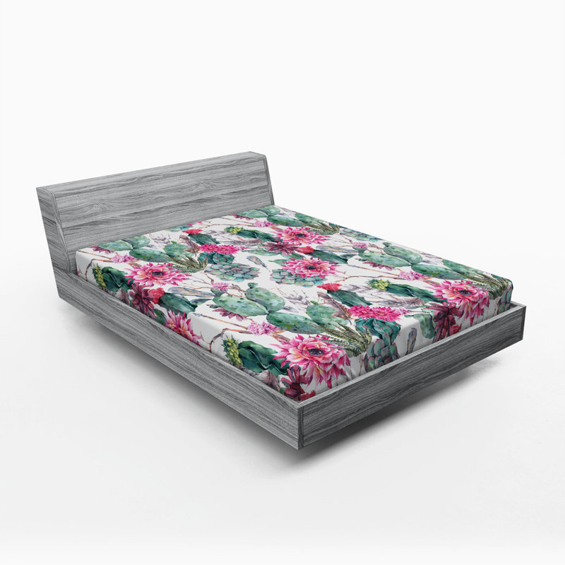 Microfiber Floral Fitted Sheet, Full Fitted Sheet