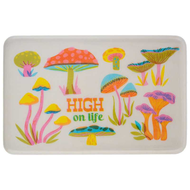 ENAMEL TRAYS  LARGE RECTANGLE  MUSHROOM