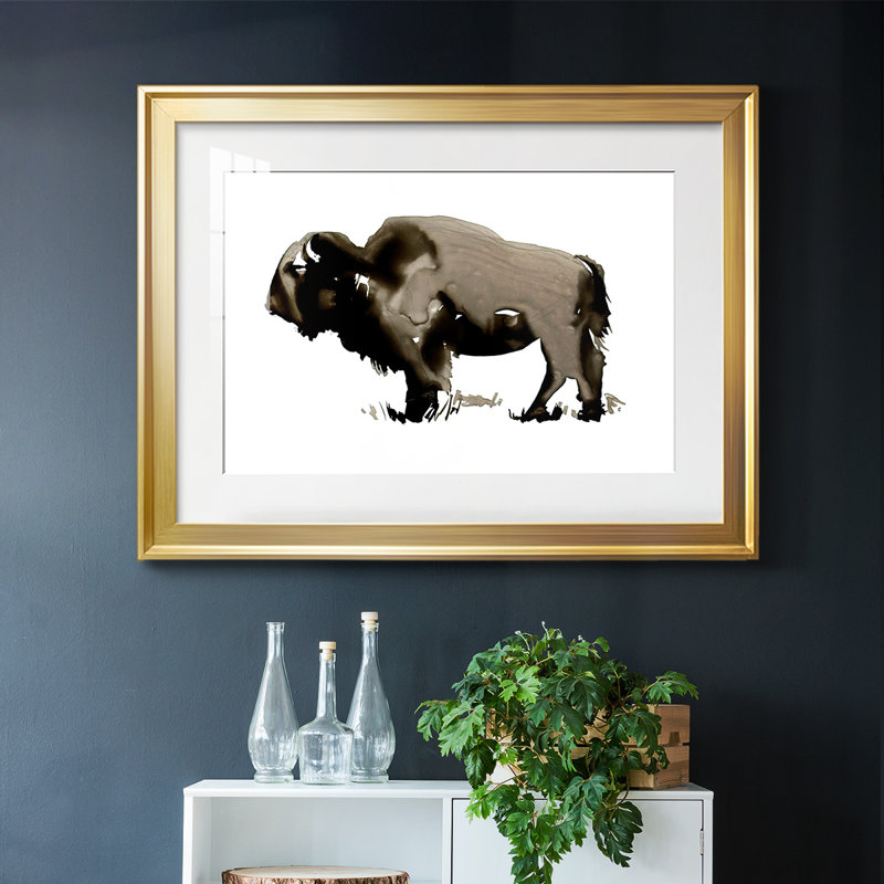 Bison II monochrome, impression sur papier, Or, H 27 po x l 39 po x P 1,5 po