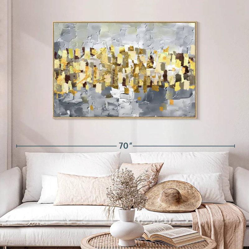 Or et argent Leota, Cadre flottant en bois naturel, 46 po x 31 po