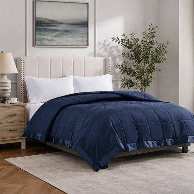 Lightweight Blanket With Satin Trim