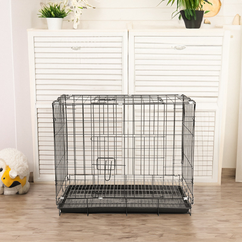 Warsaw Plastic Tray Iron Pet Cage with 2 Doors, Extra Small (33cm H x 35cm W x 25cm D)