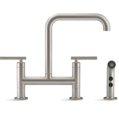Purist Collection K-7548-4-VS 1.5 GPM Deck Mounted Widespread Bridge Kitchen Sink Faucet with Sidespray in Vibrant -  Kohler, K75484VS