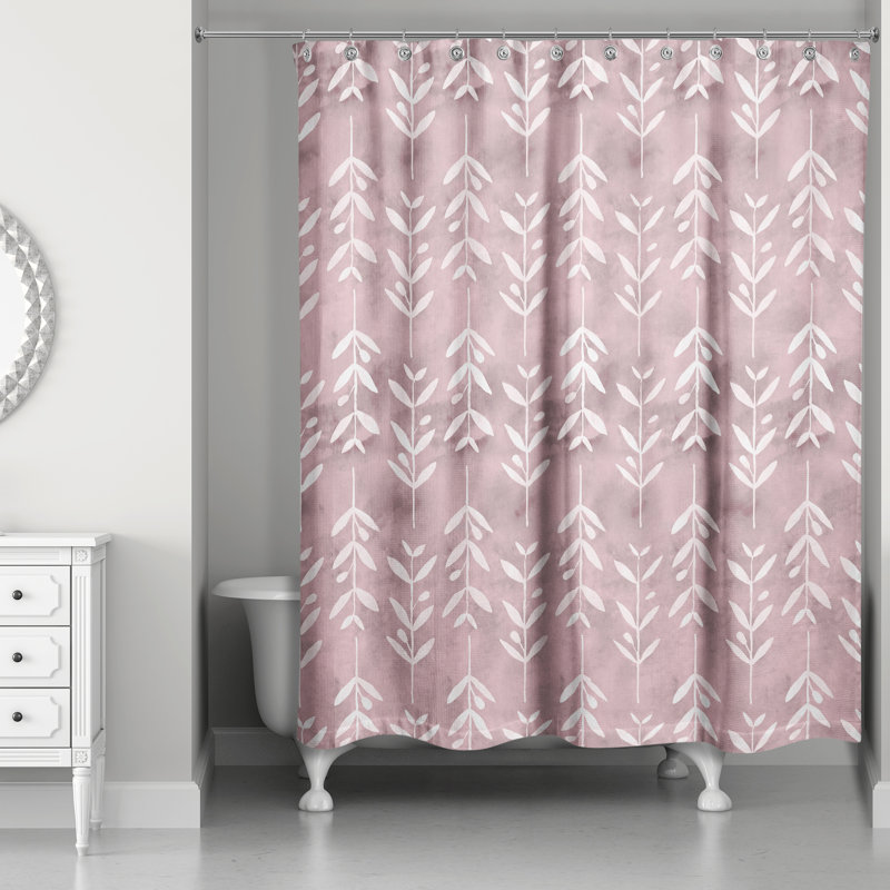 Rideau de douche simple floral Greensboro, Rosé
