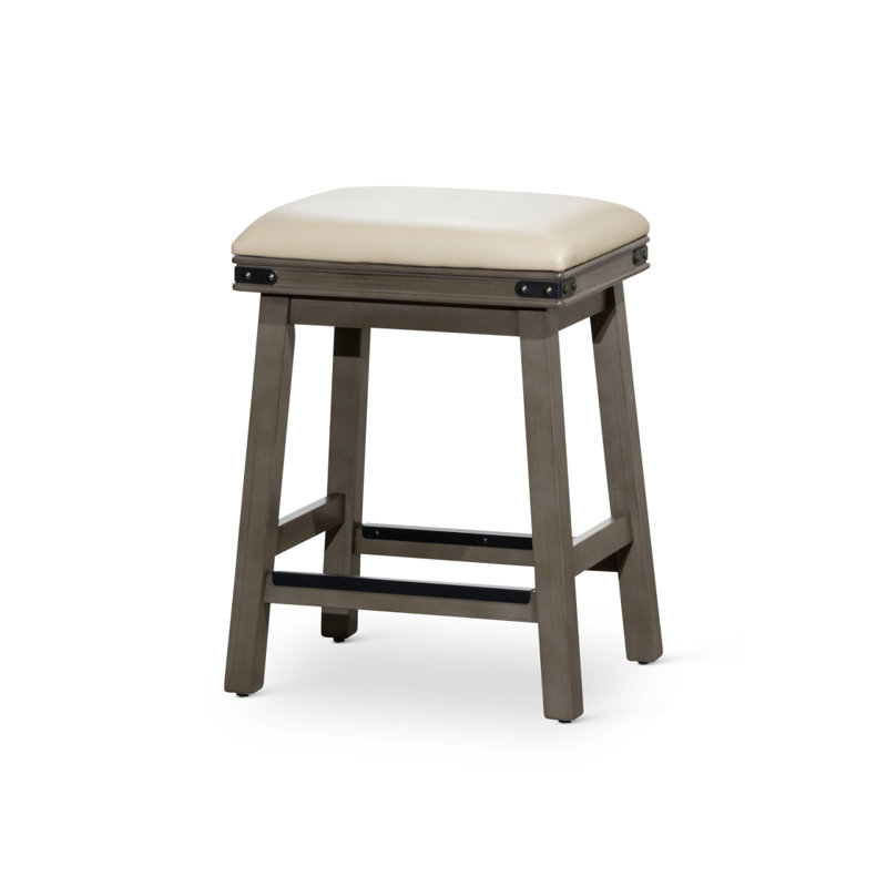 Tabouret de selle, finition patinée, Gris, Beige