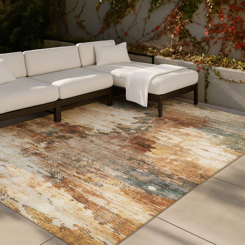 Machine Washable Indoor/Outdoor Chantille ACN2874 Abstract Rug, Paprika, 9' x 12'