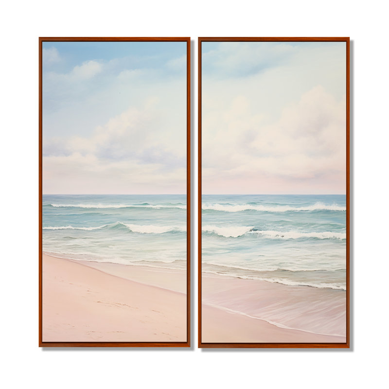 Radke - Grande plage côtière, art mural, 32" H x 32" W, Brown, Impression encadrée flottante