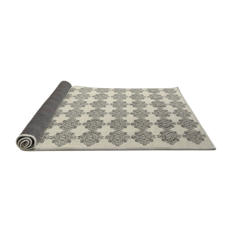 Tapis gris/zone noire contemporaine, Rond 7 pi