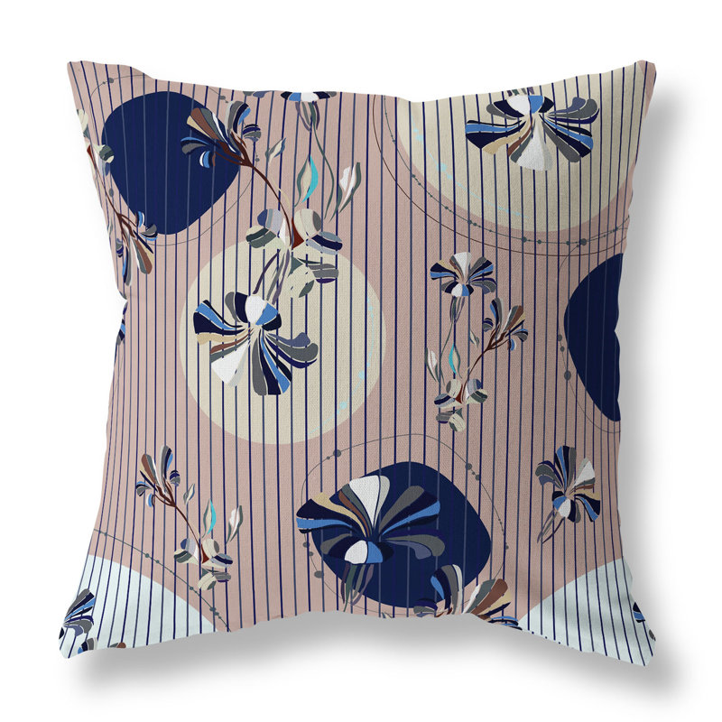 Coussin décoratif réversible intérieur / extérieur Circular Garden, H 16 po x l 16 po, Bleu / jaune / multicolore