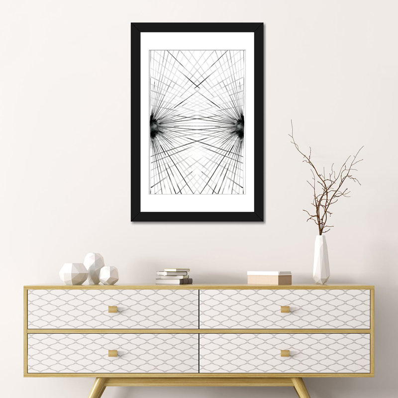 « rayons iii », impression sur toile, Papier d'art encadré noir, H 32 po x l 24 po x P 1 po, Blanc