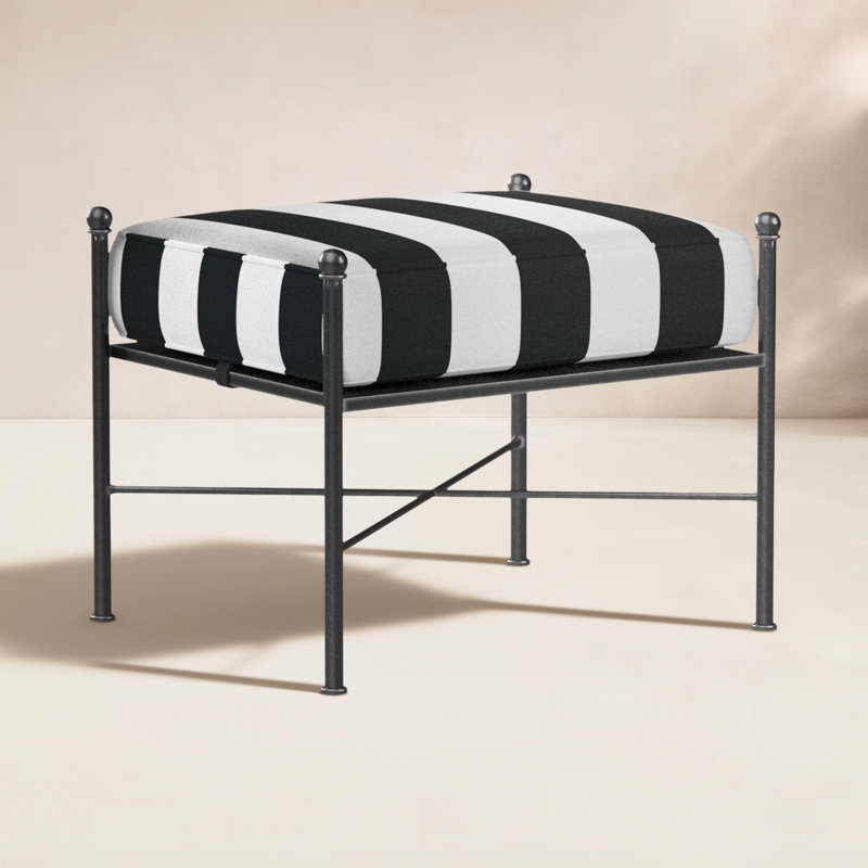 Repose-pieds d'extérieur avec coussin Lucier, Cabana classique rayé