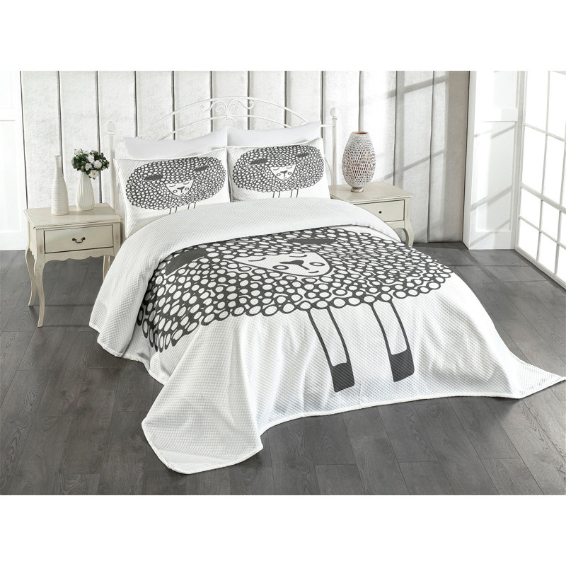 Advit Black/White Microfiber Bedspread Set, 220 x 264 cm Bedspread - 2 Shams
