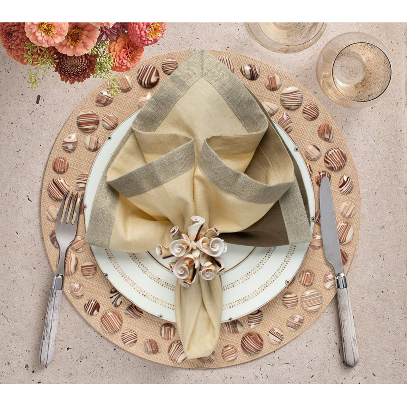 Dip Dye Linen Napkin, Natural/Brown/Gold