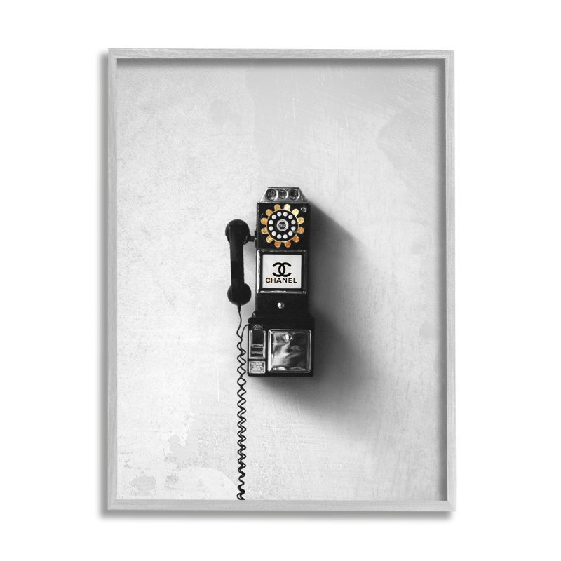 Cadran de mode rétro téléphone Glam Pop noir blanc gris ferme surdimensionné, giclée sur toile, art texturé par Ziwei Li