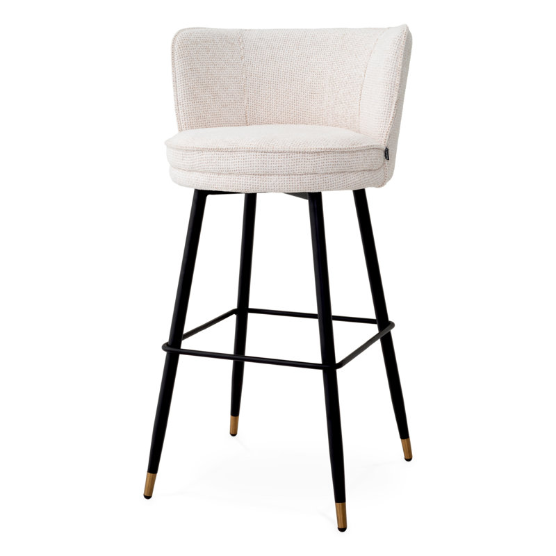 Bar Stool Grenada Velvet, Off White, Bar Stool (31.1" Seat Height)