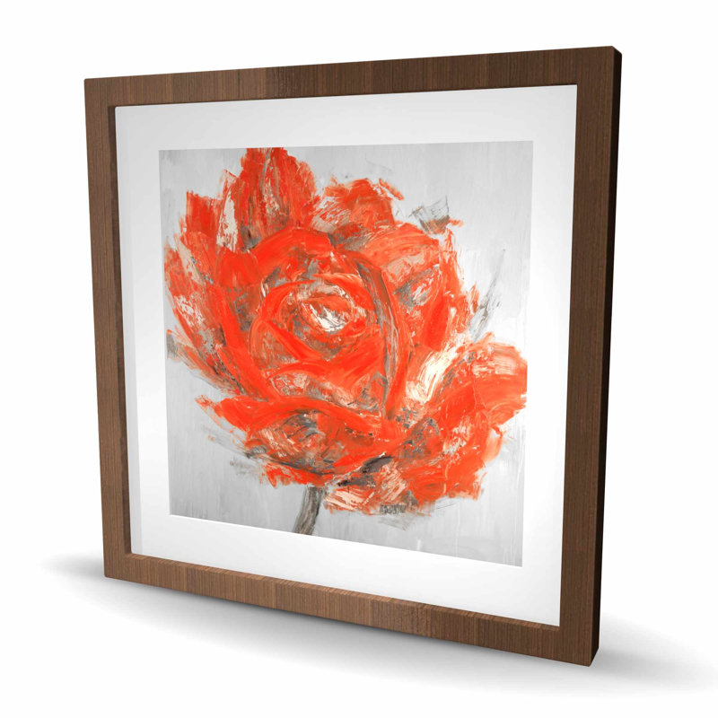 Abstrait fleur rouge - chambre à coucher romantique, impression encadrée