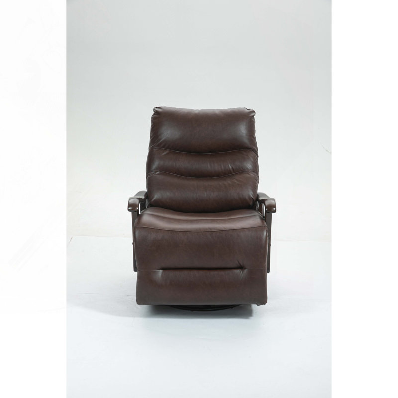 Oganes 31.5'' Wide Faux Leather Recliner, Dark Brown Faux Leather