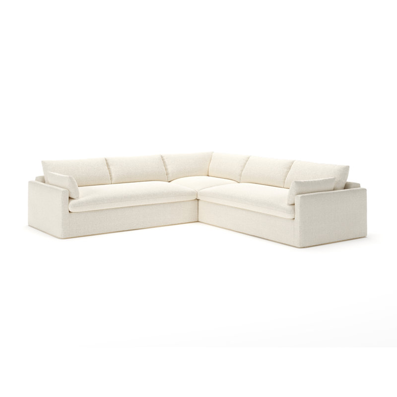 Luna 3-Piece Slipcovered Sectional, Davis Pearl Performance Bouclé
