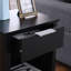 Table de chevet à 3 niveaux avec tiroir - Table de chevet rétro noire et table de bout avec tablettes ouvertes pour la chambre à coucher