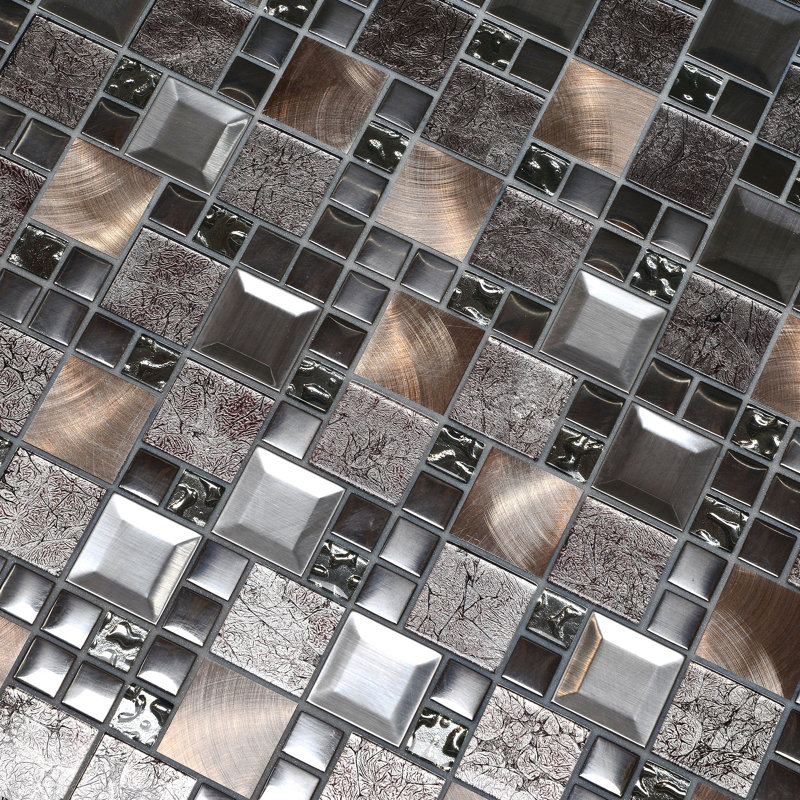 Glass & Metal 12" x 12" Versailles Mosaic Wall Tile