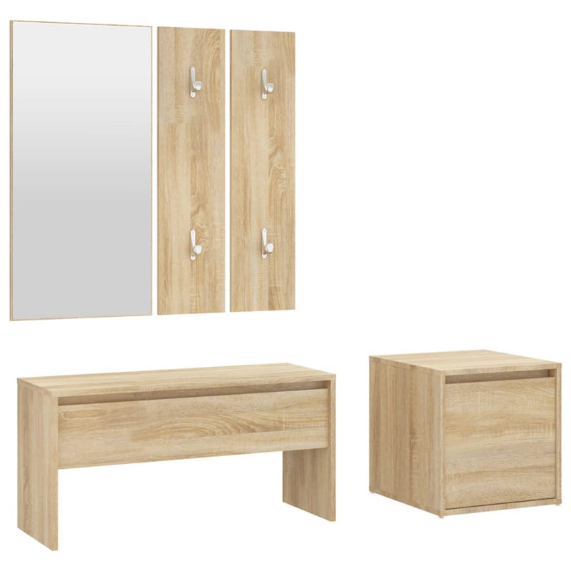 Jojuan vidaXL Hallway Furniture Set Engineered Wood, Sonoma Oak