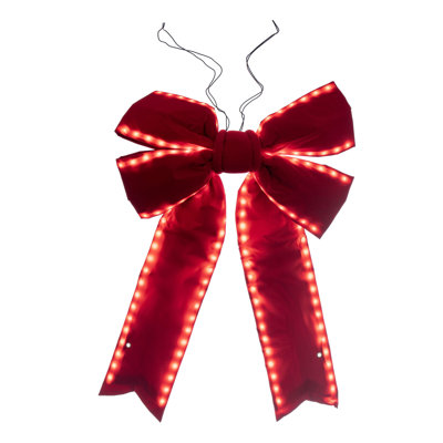 Vickerman Red Velvet Outdoor Christmas Bow with UV Treated Material and Wire to Hang.
