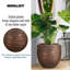 Bronze Concrete Effect Indoor Plant Pot, Indoor Planter with Metallic Looks, Small Flower Pot with Row Pattern D27 H25.5 cm, with Inner Top D23 cm, 14 litres