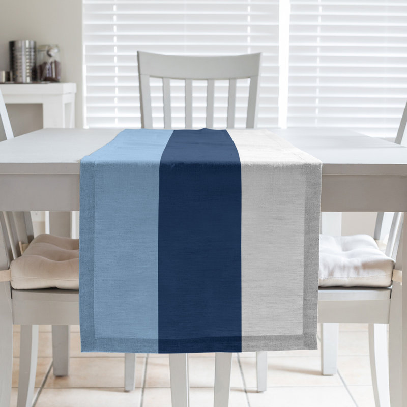Chemin de table, Tampa Bay, 72 po x 16 po, Bleu clair / bleu marine / blanc