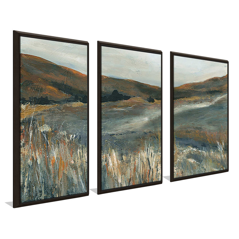 Copper Copper - 3 pièces, peinture sur toile à cadre flottant, L 52,5 po x H 33,5 po