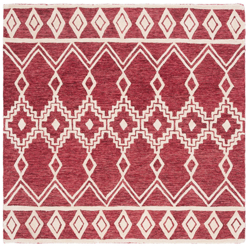 Tapis en laine touffeté à la main Tonsey, Carré 6 pi