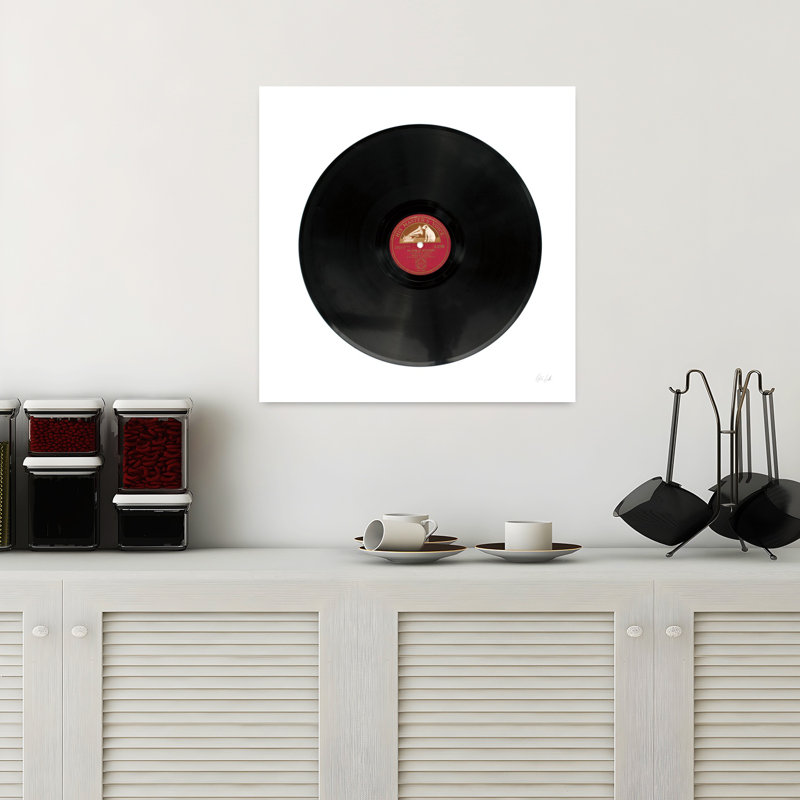 Disque rétro avec art musical noir, H 18 po x l 18 po
