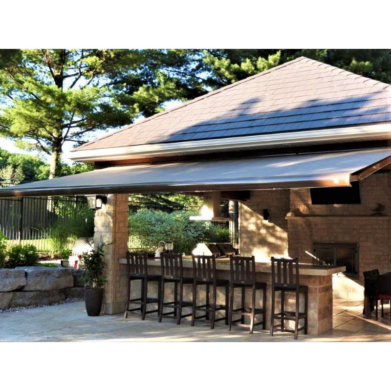 Multiple Awnings 9'' Fabric Cover Retractable Patio Awning, Left, 9" H x 216" W x 122" D, Urban R